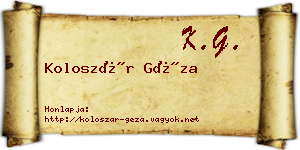 Koloszár Géza névjegykártya